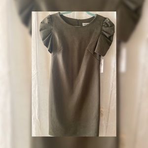 Olive green above the knee suede dress